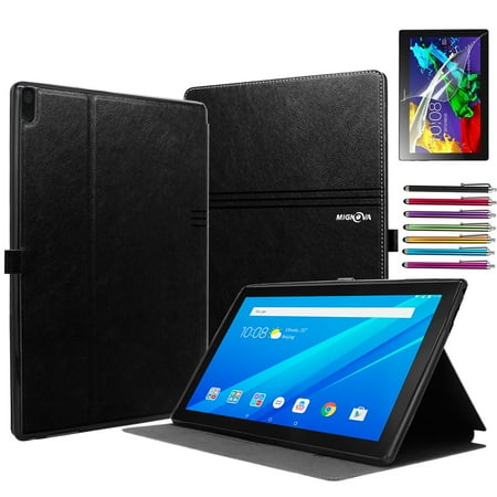 Mignova Ultra Compact Protection Slim Lightweight Smart Stand Cover Case with Auto Wake/Sleep for Lenovo Tab 4 10 Inch HD Tablet 2017 Release TB-X304 F/L/X+ screen protector and stylus Pen (Black)