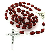 Simple Catholic Rosary with Colorful Beads (Dark Red)