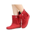 thumbnail image 1 of Woobling Bottes à Franges pour Femmes, Bottes Western Doublées en Peluche, Bottines Rétro, Chaussures d'Hiver Chaudes à Franges Rouges 10, 1 of 6