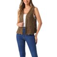 thumbnail image 4 of INSPIRE CHIC Women's Floral Crochet Hollow Out Sleeveless Open Front Vest Cardigan M Brown, 4 of 6