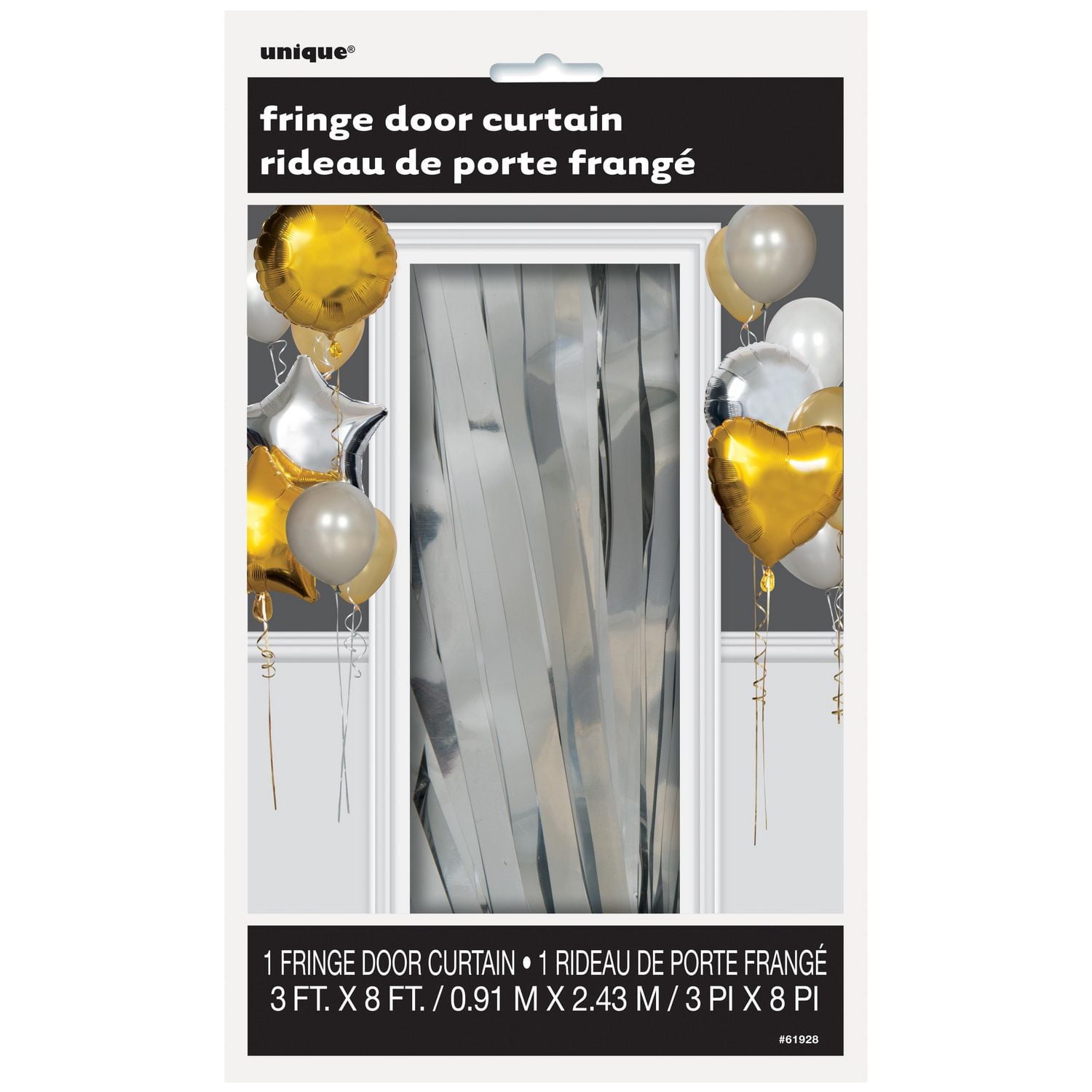 Metallic Silver Foil Fringe Curtain, 8ft x 3ft
