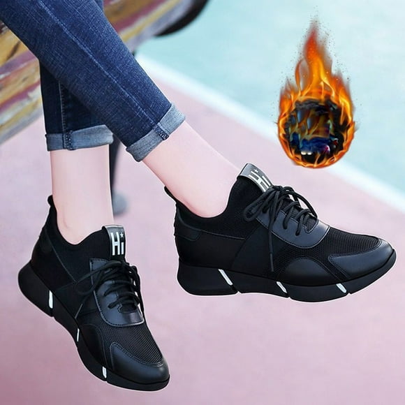 XIAQUJ 2023 Women's Autumn and Winter Fleece Warm and Leisure Korean Style Versatile Running Travel Sport Shoes Women's Fashion Sneakers BK2 6.5(37)