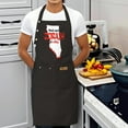 thumbnail image 4 of 2 Pack Adjustable Bib Apron with Front Pocket - Stylish Black Apron Featuring Red & White Map Outline Design with " Check Your ZORAH at " Text - Perfect for Cooking & Chef Use for Men & Women, 4 of 6