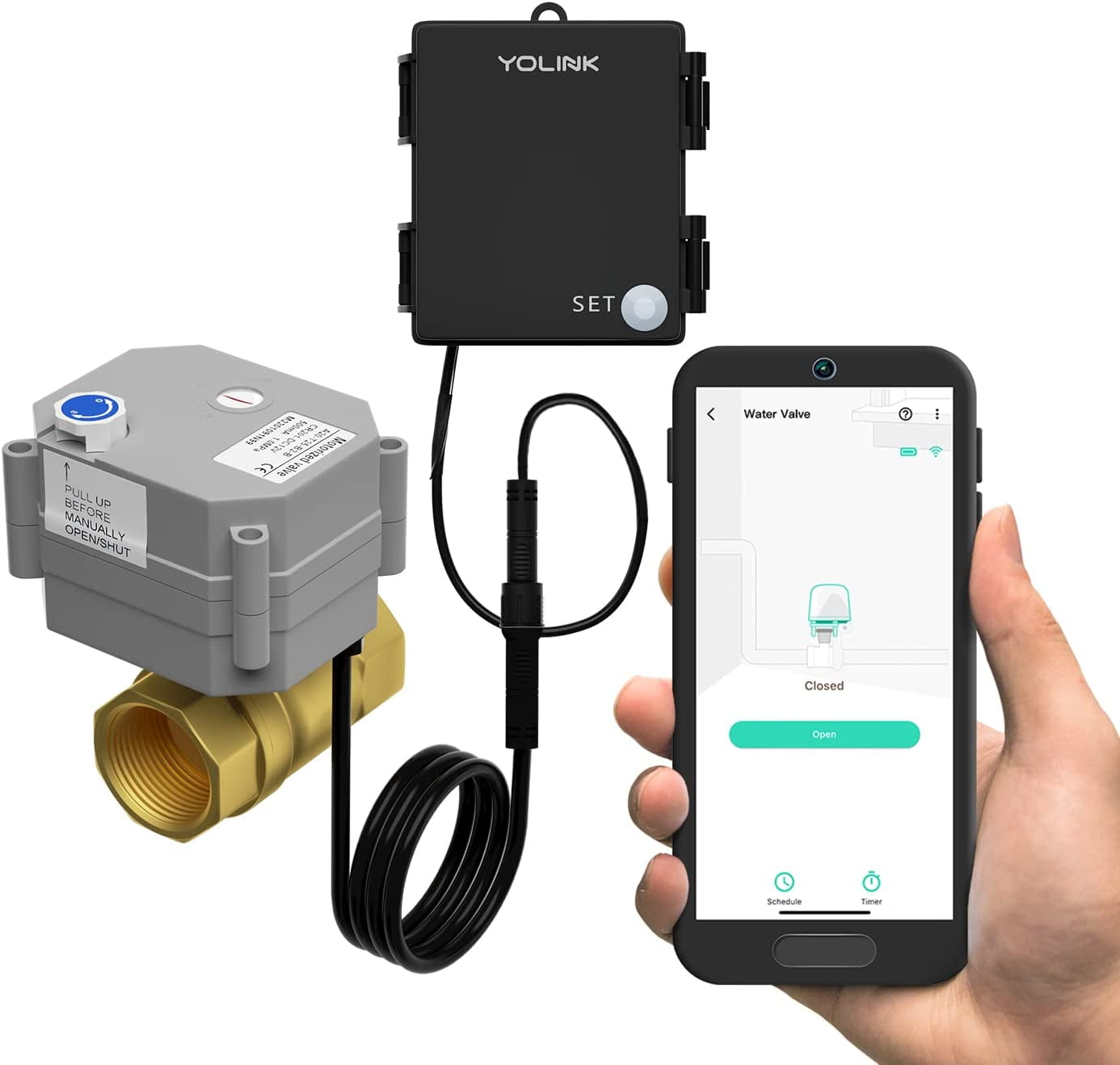 YoLink Smart Valve Controller with Motorized Ball Valve (1 Inch), 1/4