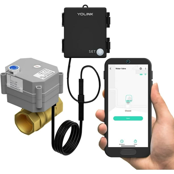 YoLink Smart Valve Controller with Motorized Ball Valve (1.25'), 1/4 Mile World's Longest Range