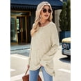thumbnail image 5 of Womens Y2K Split Side Knit Sweater Crewneck Long Sleeve Pullover Solid Knit Side Slit Blouse Tunics  XXL, 5 of 8