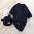 thumbnail image 2 of fatyb Baby Fleece Jumpsuit Fuzzy Romper Pajamas Zip up Snowsuit with Warm Hat Winter Clothes Outfits, 2 of 7