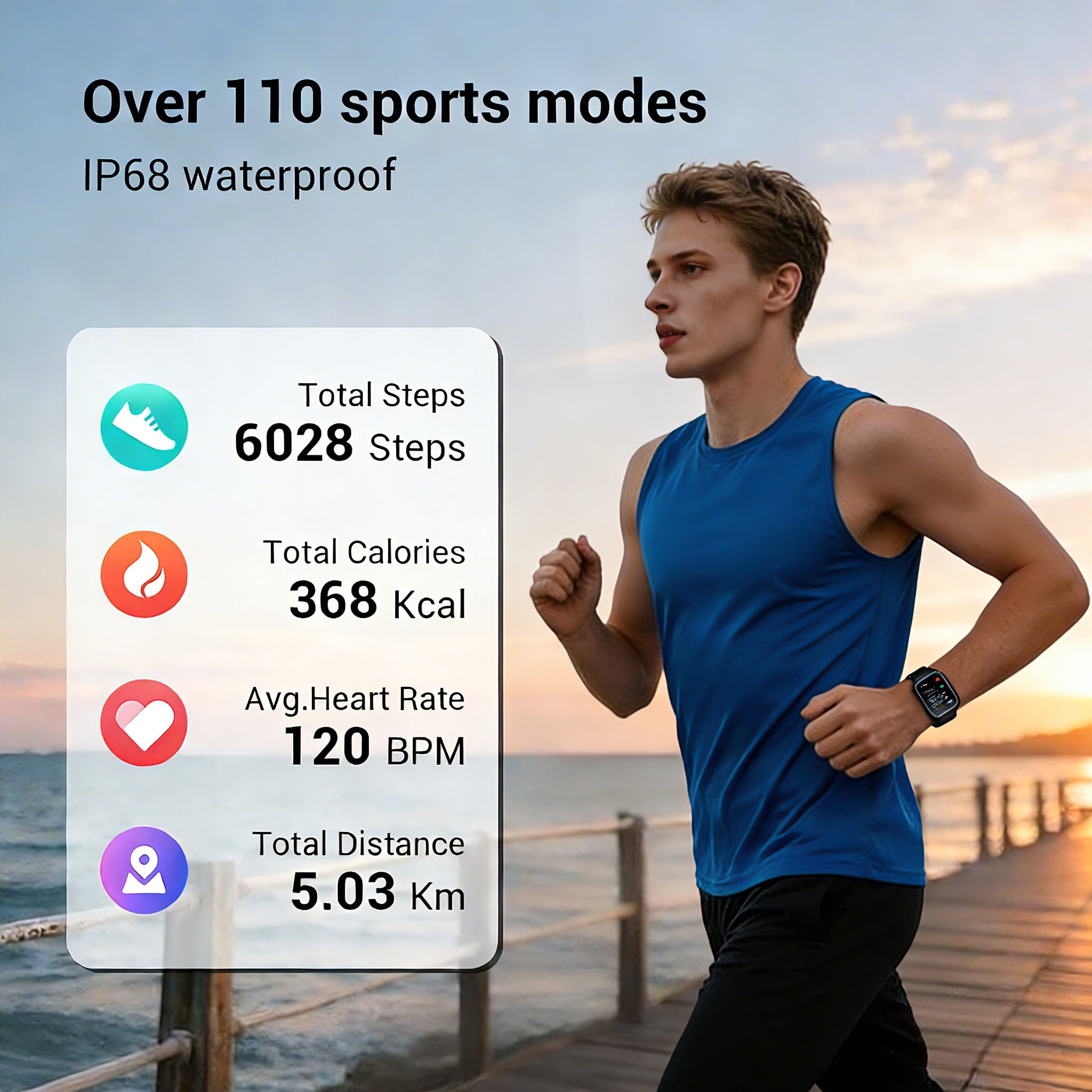 LUOMATE Smart Watch for Women Men, 1.91" Touchscreen Fitness Tracker, Bluetooth Calling, 100+ Sport Modes, IP68 Waterproof, Pedometer, Message Notifications, Compatible with Android iPhone (Black)