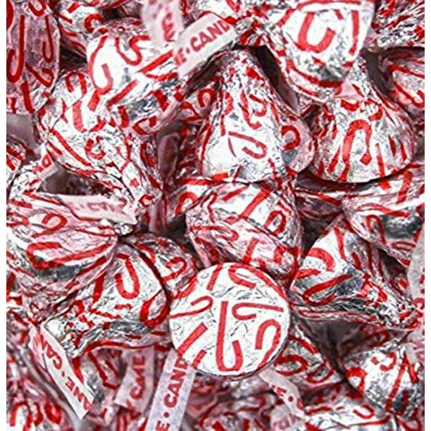 Hershey's Kisses Candy Cane Chocolate Kisses, Mint Flavored Candy