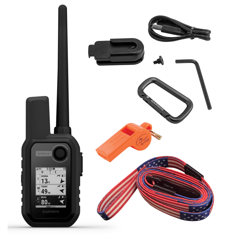Garmin Alpha 10 Compact Tracking and Training Multi-GNSS Handheld with Leash and Whistle Bundle -