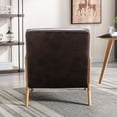 thumbnail image 4 of Knubmt Mid Century Modern Microfiber Accent Chair with Wood Frame, Upholstered Fabric Armchair for Living Room, Bedroom, Office, Dark Brown, 4 of 8