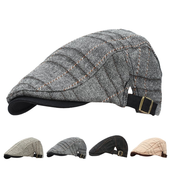 Only Moment Newsboy Flat Cap for Men Women Black Cotton Breathable Ivy Gatsby Cabbie Beret Hat for Men's Women Driving Hunting Golf One Size
