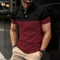 thumbnail image 4 of LRGSHF Polo Shirts for Men Short Sleeve Color Block Pullover Slim Fit Contrast Tops Summer Golf Daily Casual Outfit Red 2XL, 4 of 5