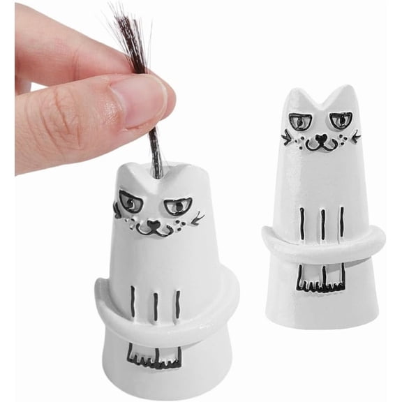2PCS Cat Whiskers Mini Vase Funny Cat-Shaped Tiny Flower Vase Miniature White Resin Bottle for Dog Cat Whisker Holder Home Pets Memorial Decorations Hair Keepsake Ornament