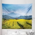 thumbnail image 1 of Vietnam Tapestry, Agricultural Rice Field Harvest Season Village Panoramic Photo Print, Fabric Wall Hanging Decor for Bedroom Living Room Dorm, 5 Sizes, Pale Sky Blue and Yellow, by Ambesonne, 1 of 1