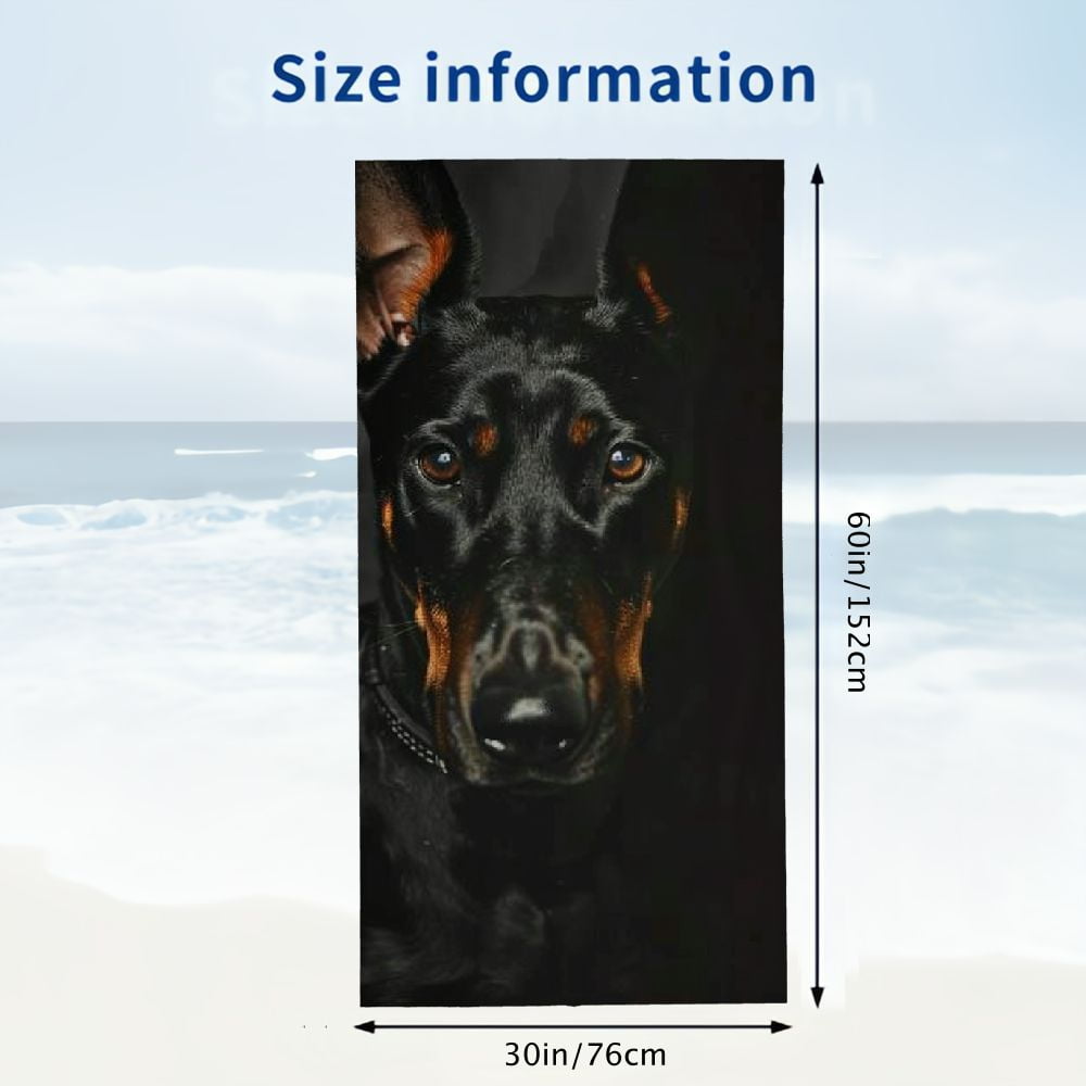 PHYHOO Dog Oversized Quick Dry Microfiber Beach Towel Doberman Breed Dog Lightweight Sand Free Towel Super Soft &amp; Absorbent for Travel Swimming Sports 30x60in