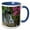 Blue/White, variant on 3drose, Oregon, Portland, Mallard Ducks Pair on Rocks Next to Waterfall., 11oz Two-tone Green Mug