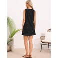 thumbnail image 3 of DARING DIVA Women's Eyelet Hollow Floral Lace Crew Neck Sleeveless Mini Dress XS Black, 3 of 6