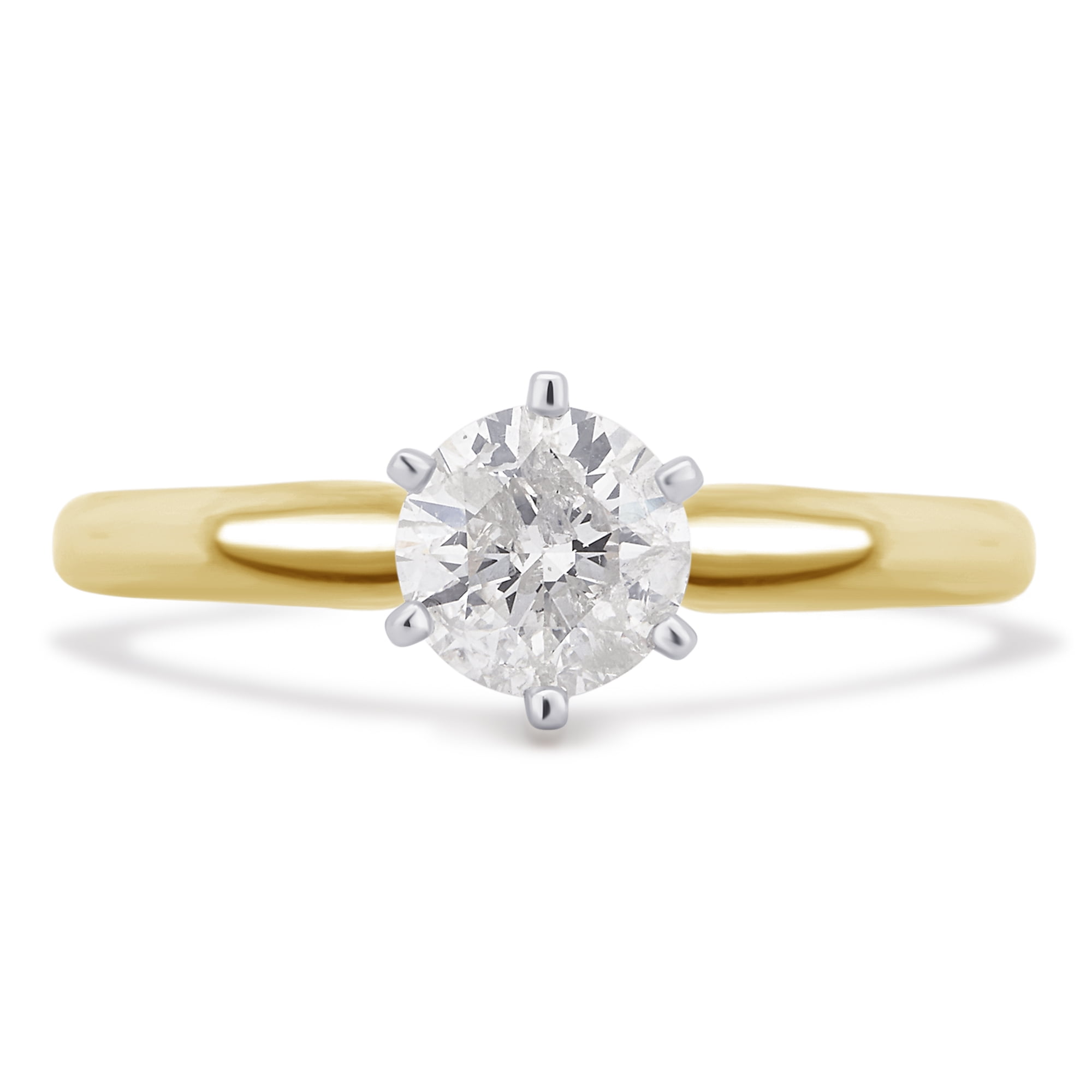 3//8 Carat Round Diamond Solitaire Ring in 14K Yellow Gold