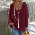 thumbnail image 5 of Baqcunre Sweaters For Women Women Fashion V Neck Loose Pullover Solid Color Long Sleeves Sweater Tops Womens Tops Hoodies For Women Wine XXL, 5 of 6