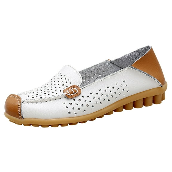 Sngxgn Women's Flats Shoes Casual Shoes Soft Flats(White,40)