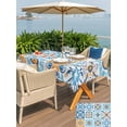 thumbnail image 6 of 52x70 Inch Outdoor Tablecloth with Umbrella Hole Zipper Rectangle Blue Mediterranean Rectangular Tablecloths Outside Waterproof Vintage Moroccan Tiles Texture Patio Table Cloth Cover for Picnic Party, 6 of 8