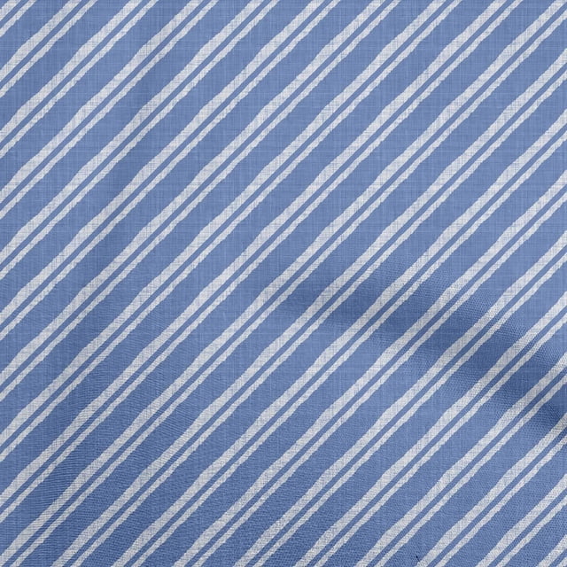 oneOone Tissu Jersey Coton Bleu Clair Rayures Matériel de Robe Tissu Imprimé Tissu au Mètre 58 Pouces de Large