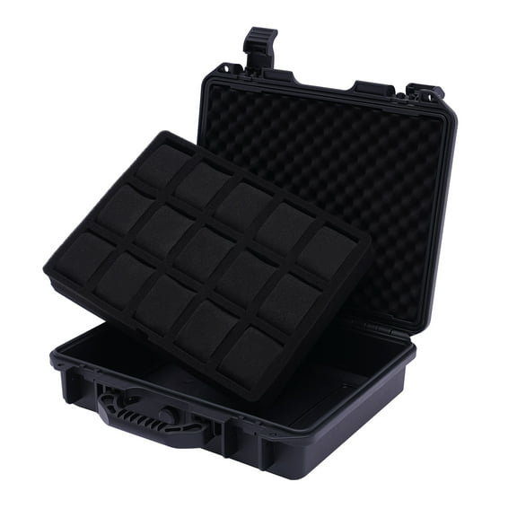 Griptix Waterproof Plastic Suitcase Display Storage Case Watch Storage Box Cas 15 Slots