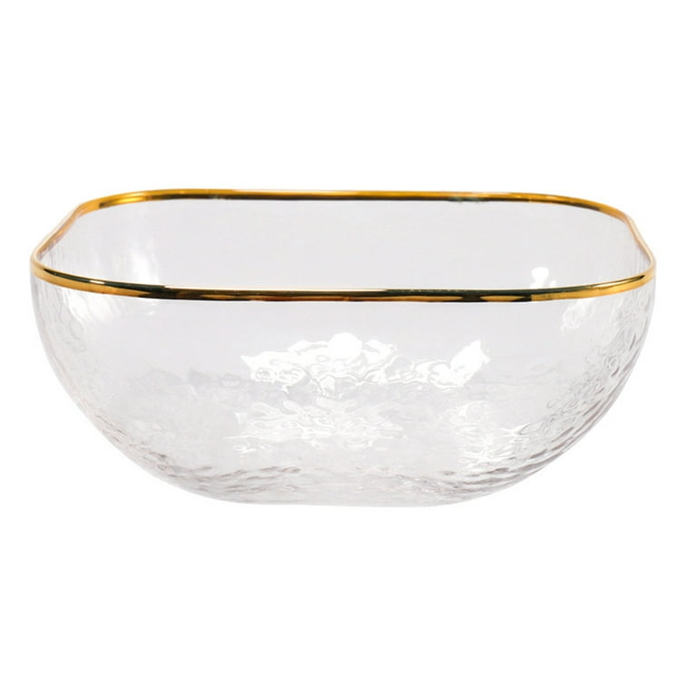 Large Glass Salad Bowls, Glass Serving Bowls, Gold