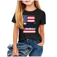 thumbnail image 5 of Amidoa Girls Short Sleeve Independence Day Summer Graphic Crewneck T Shirts Kids Casual Tops Black Size 13, 5 of 5