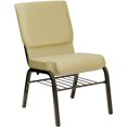 thumbnail image 1 of HERCULES Series 18.5''W Church Chair in Beige Patterned Fabric with Book Rack - Gold Vein Frame, 1 of 7