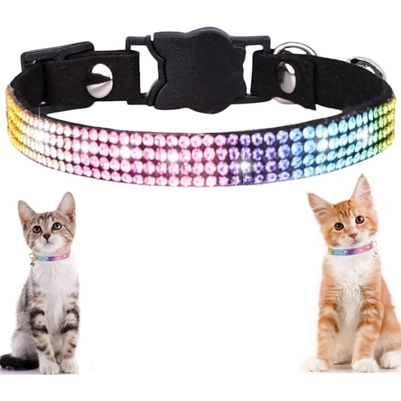 (1 pcs) Breakaway Cat Collars with Bell,Kitty Necklace for Kitten Puppy Dog Bling Rhinestone Small Pet Collar Girl Boy
