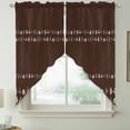 thumbnail image 2 of Rustic Botanical Swag Curtains for Kitchen/Bedroom/Living Room, Japanese Herb on Brown Simple Art Scalloped Curtains 63 Inch Long, Rod Pocket Window Swag Topper Curtains Valances 2 Panels Set 36"x63", 2 of 8