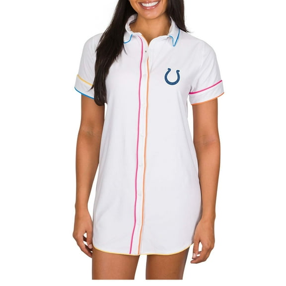 Women's Concepts Sport White Indianapolis Colts Flutter Knit Button-Up Nightshirt