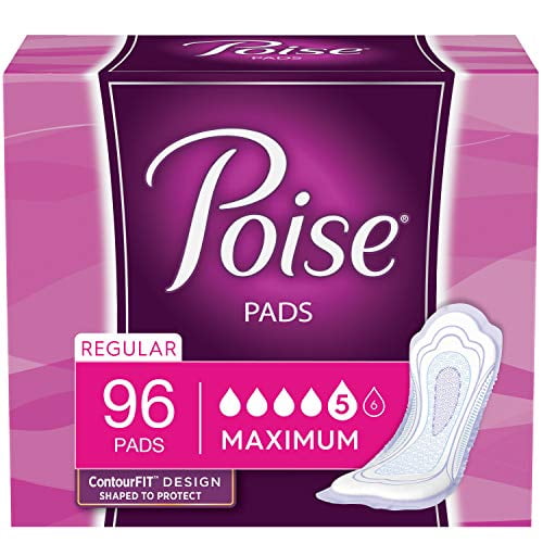 Poise Incontinence Pads for Women, Maximum Absorbency, Regular Length