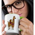 thumbnail image 2 of 3drose, Funny Cool Hedgehog Riding Llama Cartoon, 15oz Two-tone Green Mug, 2 of 6