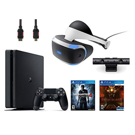 PlayStation VR Bundle 4 Items:VR Headset,Playstation Camera,PlayStation 4 Slim 500GB Console - Uncharted 4,VR game disc PSVR Until Dawn: Rush of