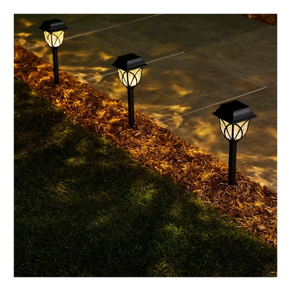 Mainstays Solar LED Square Pathway Light Set 6-Pack - Warm White