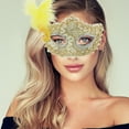 thumbnail image 5 of Unique Bargains 1 Pc Princess Feather Half Face Party Mask for Masquerade Party Yellow, 5 of 5