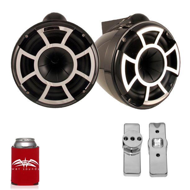 Wet Sounds for Nautique FC5 Towers REV10 10" Black Tower Speakers & Mastercraft Tower Adapters