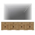 thumbnail image 6 of WAMPAT 126"W Large TV Stand,4-in-1 Farmhouse Entertainment Center with Storage Barn Door Cabinet,TV Console Table with Media Cabinet and Drawers for Living Room,Bedroom,Walnut, 6 of 7
