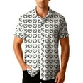 thumbnail image 2 of Men's Heart Graphic Shirt Short Sleeve Valentine Button Down Collar T-Shirt White XL, 2 of 6