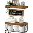 thumbnail image 2 of ZJQYDS ‎Bathroom Shelves Over Toilet - Paper Storage Wall Mounted Farmhouse Decor Decorations Aesthetic Décor Sign Small Floating Shelf 2+1 Set 16 inch, White (020WW), 2 of 8