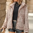 thumbnail image 5 of Women's Fleece Jacket Sherpa Teddy Fleece Coat Button Front Warm Outerwear with Pockets Stand Collar for Fall Winter, 5 of 7
