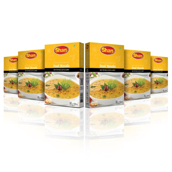 Shan - Daal Masala Mix (100g) - Seasoning Packets for Mild Lentil Curry (Pack of 6)