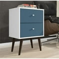 thumbnail image 3 of Manhattan Comfort Liberty 2-Drawer Solid Wood End Table in White/Aqua Blue, 3 of 9