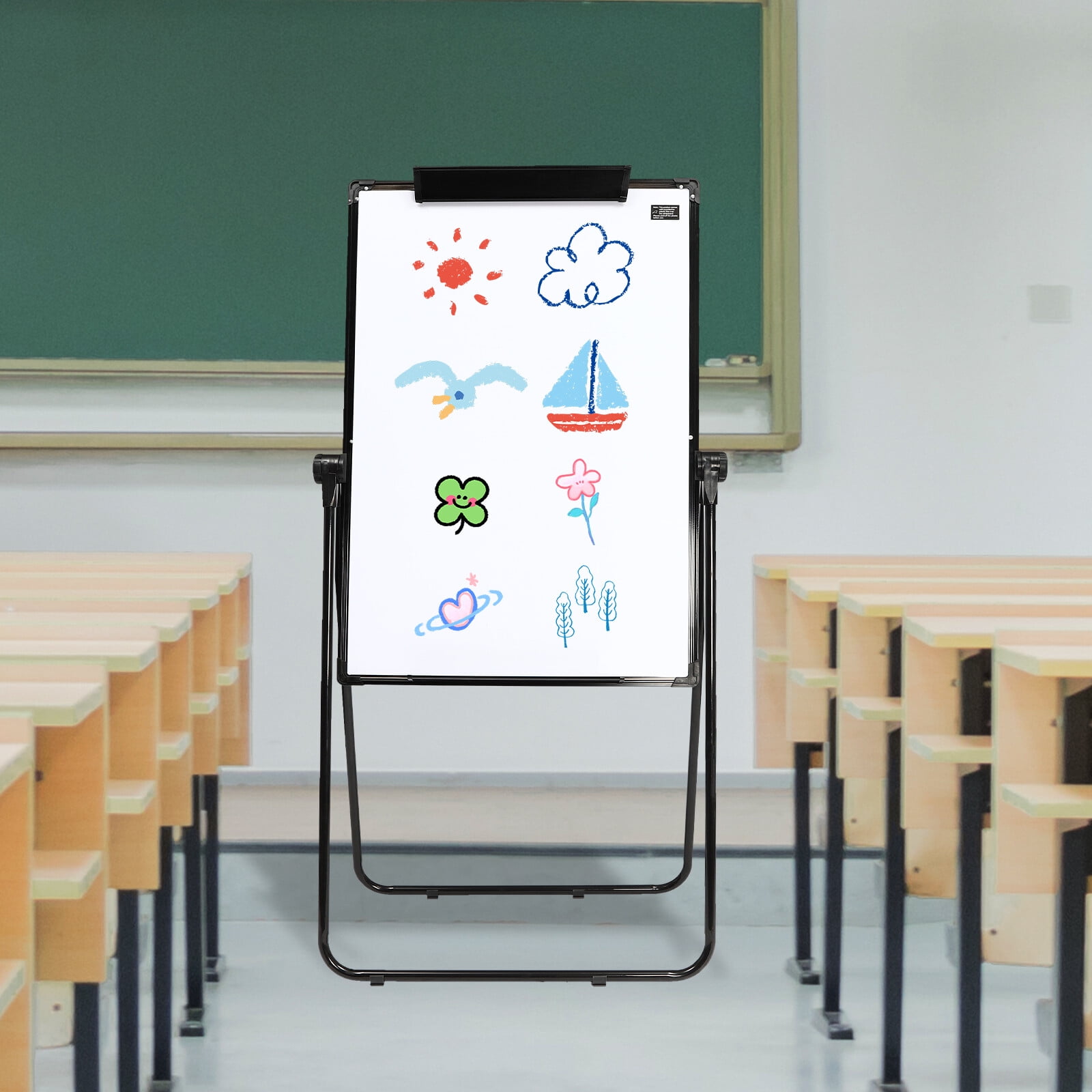 Foldable Freestanding Stand White Board 28*40in Double Sided Height Adjustable Flip Chart Easel Portable Whiteboard