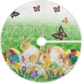 thumbnail image 1 of FMSHPON Easter Bunny Eggs Spring FlowersButterfly Xmas Christmas Tree Skirt Stand Mat for Holiday Party Decoration Indoor Outdoor 48 inches, 1 of 6