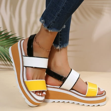 

Yoslce Womens Sandals Women S Shoes Fashion Stitching Color Minimalistic Thick Bottom For Women