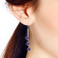 thumbnail image 6 of Sophisticated Dangle Chain Square Purple Cubic Zirconia Sterling Silver Earrings for Female Adult, 6 of 6